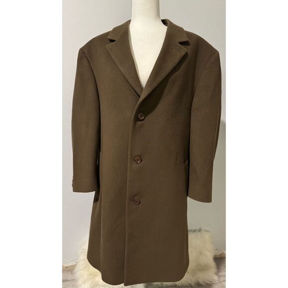 Calvin Klein brown wool and cashmere blend 44R coat button front size L - Picture 1 of 9